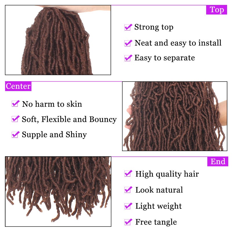 ZRQ 24 Inch New Faux Locs Hair 2Packs Synthetic Natural Wavy Crochet Hair Pre-Looped Most Natural Goddess Soft Locs Hair Extensions for Black Women (24 Inch, 30#) - Image 3